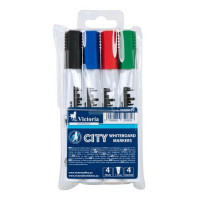 Táblamarker készlet, 1-3 mm, kúpos, VICTORIA "City", 4 különböző szín Táblamarker készlet, 1-3 mm, kúpos, VICTORIA "City", 4 különböző szín