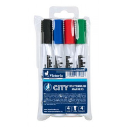 Táblamarker készlet, 1-3 mm, kúpos, VICTORIA "City", 4 különböző szín