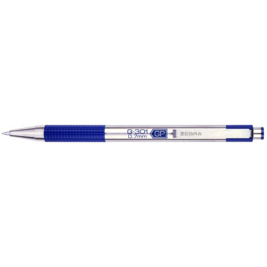 Zseléstoll, 0,38 mm, nyomógombos, ZEBRA "G-301", kék