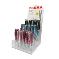 Golyóstoll display, 0,24 mm, teleszkópos, rozsdamentes acél, ZEBRA "Telescopic Metal Stylus", kék