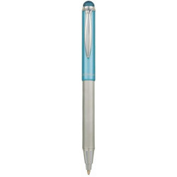 Golyóstoll, 0,24 mm, teleszkópos, rozsdamentes acél, világoskék tolltest, ZEBRA "Telescopic Metal Stylus", kék