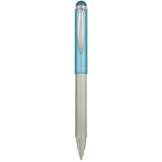 Golyóstoll, 0,24 mm, teleszkópos, rozsdamentes acél, világoskék tolltest, ZEBRA "Telescopic Metal Stylus", kék