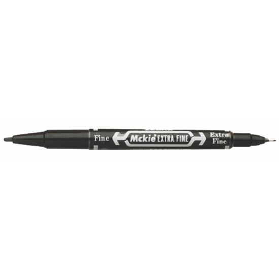 Alkoholos marker, 0,5/1,0 mm, kétvégű, ZEBRA "Mckie Extra Fine", fekete