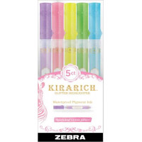 Szövegkiemelő készlet, 3,5 mm, vágott hegy, ZEBRA "Kirarirch", 5 különböző szín