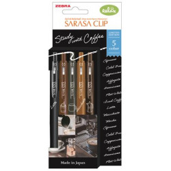Zseléstoll, 0,33 mm, nyomógombos, ZEBRA "Sarasa Clip Coffee", 5 különböző szín