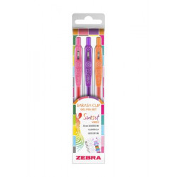 Zseléstoll készlet, 0,25 mm, nyomógombos, ZEBRA "Sarasa Clip Sunset", 3 különböző szín