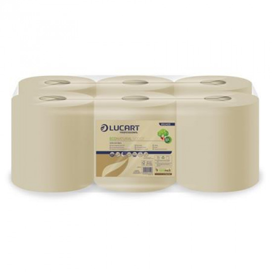 Kéztörlő, tekercses, 2 rétegű, LUCART "EcoNatural 500 CF", havanna barna