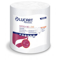 Törlőkendő, tekercses, belső adagolású, 1 rétegű, 180 lap, LUCART "Airtech L-One", fehér