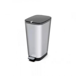 Pedálos szemetes, fémhatású, 45 l, CURVER "Chic", ezüst