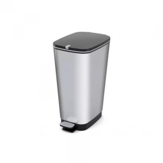 Pedálos szemetes, fémhatású, 45 l, CURVER "Chic", ezüst