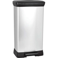 Pedálos szemetes, fémhatású, 50 l, CURVER, fekete