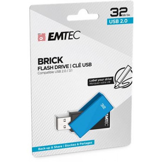 Pendrive, 32GB, USB 2.0, EMTEC "C350 Brick", kék