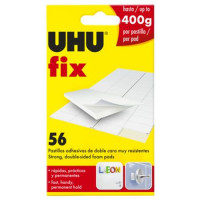 Ragasztó négyzetek, kétoldalú, 56 db, UHU "Fix", fehér