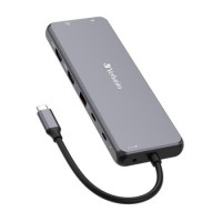 USB elosztó-HUB, 2xUSB-C PD/2xHDMI/DP/6xUSB-A/RJ45/audio, VERBATIM USB elosztó-HUB, 2xUSB-C PD/2xHDMI/DP/6xUSB-A/RJ45/audio, VERBATIM