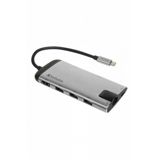 USB elosztó-HUB és ethernet átalakító, SD kártya olvasó, 4 port, USB 3.0, USB-C, HDMI, VERBATIM