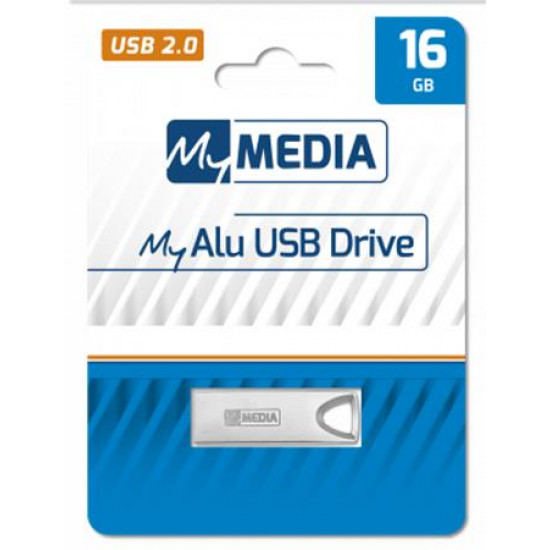 Pendrive, 16GB, USB 2.0, alumínium ház, MYMEDIA "Alu" (by VERBATIM)