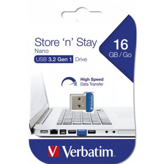 Pendrive, 16GB, USB 3.0, 80/25MB/sec, VERBATIM "Nano Store n Stay"