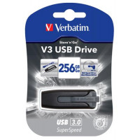 Pendrive, 256GB, USB 3.0, 80/25 MB/sec, VERBATIM "V3", fekete-szürke Pendrive, 256GB, USB 3.0, 80/25 MB/sec, VERBATIM "V3", fekete-szürke