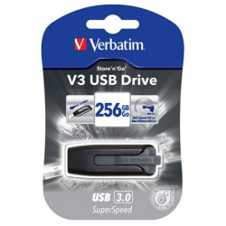 Pendrive, 256GB, USB 3.0, 80/25 MB/sec, VERBATIM "V3", fekete-szürke