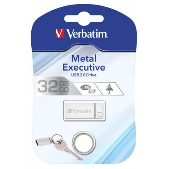 Pendrive, 32GB, USB 2.0,  VERBATIM "Executive Metal", ezüst