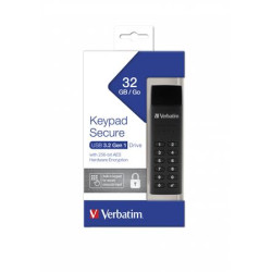 Pendrive, 32GB, jelszavas titkosítás, 160/130Mb/s, USB 3.0, VERBATIM "Keypad Secure"