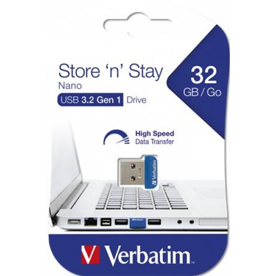 Pendrive, 32GB, USB 3.0, 80/25MB/sec, VERBATIM "Nano Store n Stay"