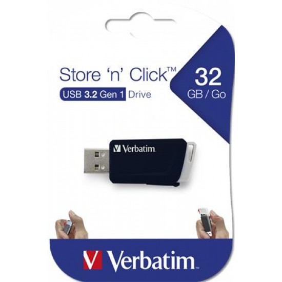 Pendrive, 32GB, USB 3.2, 80/25MB/sec, VERBATIM "Store n Click", fekete