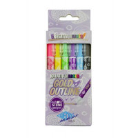 Kontúrvonalas metál markerkészlet, 1-2 mm, arany, WEDO 6 különböző színű kontúrral Kontúrvonalas metál markerkészlet, 1-2 mm, arany, WEDO 6 különböző színű kontúrral