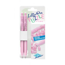 Zseléstoll, nyomógombos, 62 db betűgyűrűvel, 2 db, WEDO "Letter Pen Puzzle", rózsaszín