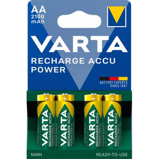 Tölthető elem, AA ceruza, 4x2100 mAh, előtöltött, VARTA "Power"