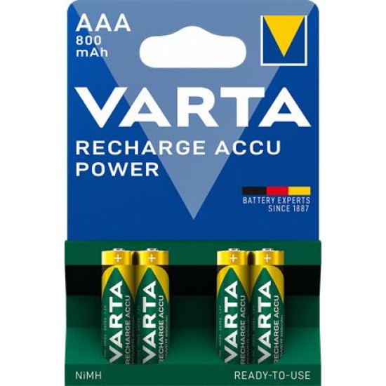 Tölthető elem, AAA mikro, 4x800 mAh, előtöltött, VARTA "Power"
