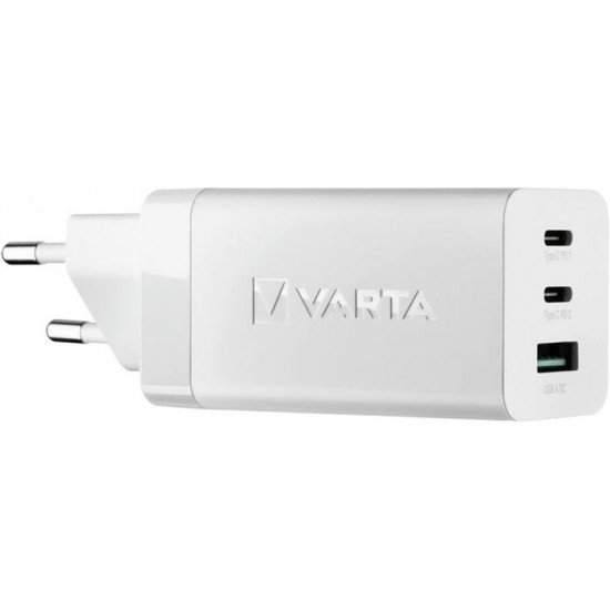 Hálózati töltő, 1xUSB, 2x USB-C kimenet, 65W, VARTA "High Speed"