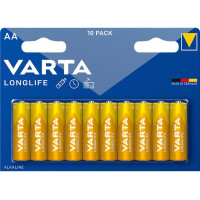 Elem, AA ceruza, 10 db, műanyagmentes, VARTA "Longlife" Elem, AA ceruza, 10 db, műanyagmentes, VARTA "Longlife"