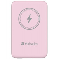Hordozható akkumulátor, vezeték nélküli töltés, 10000 mAh, VERBATIM "MCP-10, rózsaszín