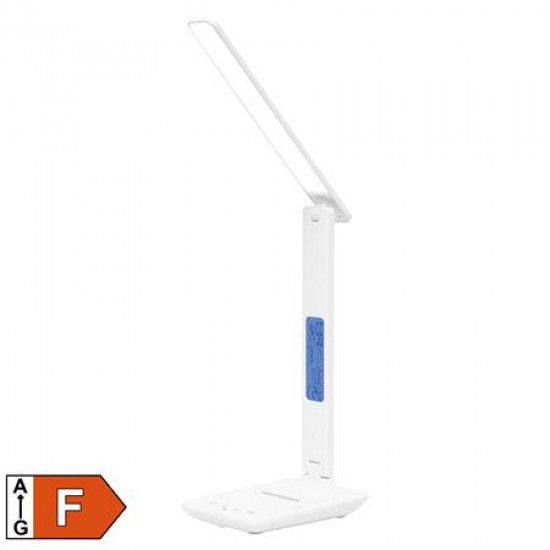 Asztali lámpa, LED, szabályozható, Qi töltővel, USB, HOME, fehér Asztali lámpa, LED, szabályozható, Qi töltővel, USB, HOME, fehér