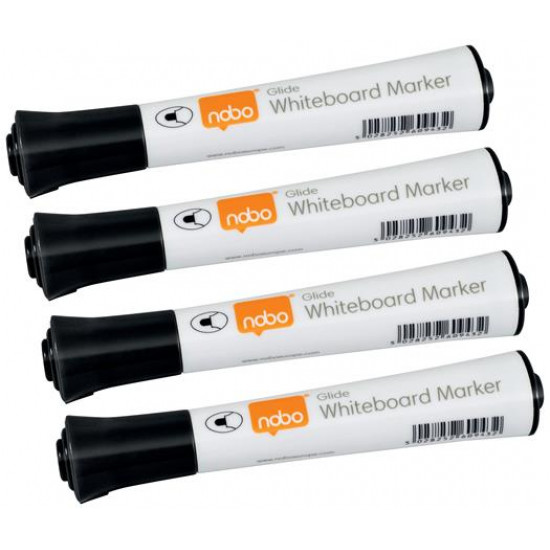 Táblamarker, kúpos hegyű, 2 mm, 10 db, NOBO "Glide", fekete