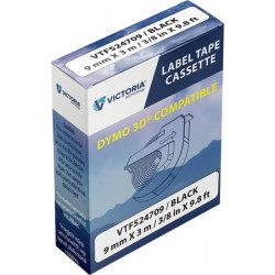 Feliratozógép szalag, 9 mm x 3 m, VICTORIA TECHNOLOGY, fekete Feliratozógép szalag, 9 mm x 3 m, VICTORIA TECHNOLOGY, fekete