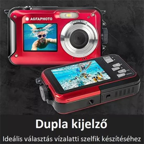 Fényképezőgép, kompakt, digitális, vízálló, AGFA "WP8000", piros