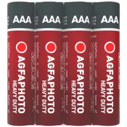 Elem, AAA, 4 db, féltartós (szén-cink), zsugor, AGFAPHOTO "Heavy Duty"