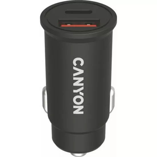 Autós töltő, USB-C/USB-A, QC 3.0 18W, PD 30W, CANYON "?-20B03"