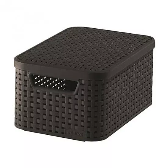 Rattan hatású kosár tetővel, 7l, CURVER, barna
