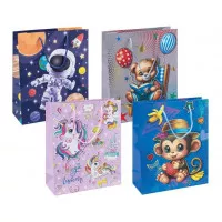 Ajándéktáska, zsinórfüles, 25x30x10 cm, DONAU "Home", vegyes gyermek minta Ajándéktáska, zsinórfüles, 25x30x10 cm, DONAU "Home", vegyes gyermek minta