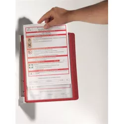 Bemutatótábla tartó, fali, 5 db bemutatótáblával, DURABLE "VARIO® WALL 5", piros