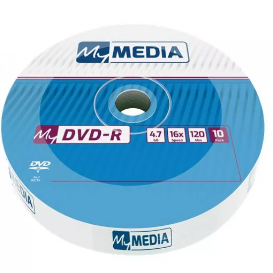 DVD-R lemez, 4,7 GB, 16x, 10 db, zsugor csomagolás, MYMEDIA