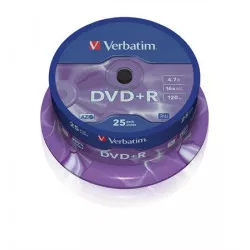 DVD+R lemez, AZO, 4,7GB, 16x, 25 db, hengeren, VERBATIM