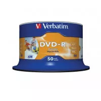 DVD-R lemez, nyomtatható, matt, no-ID, 4,7GB, 16x, hengeren, VERBATIM DVD-R lemez, nyomtatható, matt, no-ID, 4,7GB, 16x, hengeren, VERBATIM