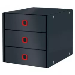 Irattároló, laminált karton, 3 fiókos, LEITZ "Click&Store", bársonyszürke