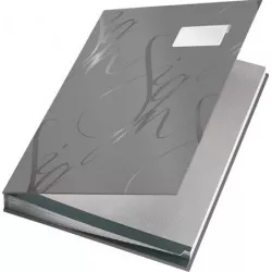 Aláírókönyv, A4, 18 részes, karton, LEITZ "Design", szürke