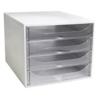 Irattároló, műanyag, 4 fiókos, EXACOMPTA "Ecobox Office", szürke-áttetsző