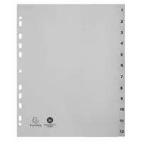 Regiszter, műanyag, A4+, 1-12, EXACOMPTA, szürke Regiszter, műanyag, A4+, 1-12, EXACOMPTA, szürke